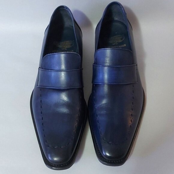 Calzoleria Toscana Dress Loafer Size 41 EU Blue Leather Handmade Style 5712 - Picture 2 of 15